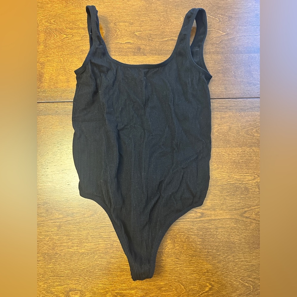 Colsie Black Ribbed Bodysuit